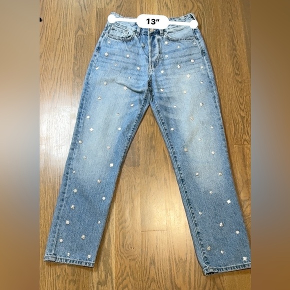 & Denim Metal Studded High-Waisted Jeans 27 y2k western grunge maximalist F - Picture 2 of 7